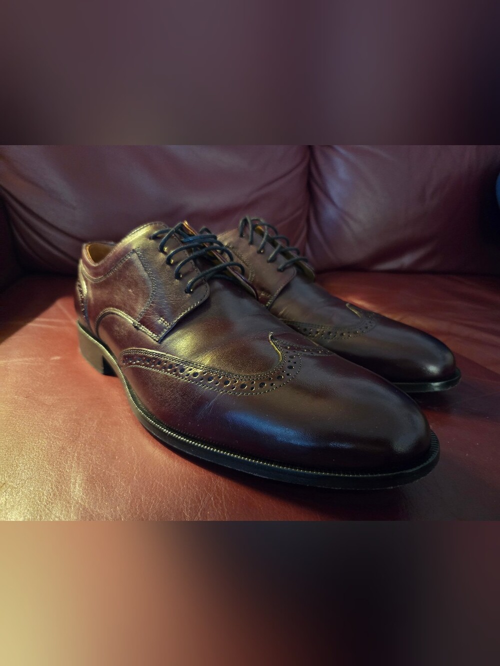 J.Murphy Harvey Blutcher Burgundy Leather Wingtip Brogue Shoes Oxford Mens 10.5D